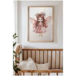 Kinderkamer met grote poster, elfjes illustratie