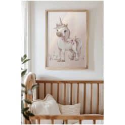 Kinderkamer met grote poster Eenhoorn