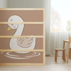ikea kura bed met sticker, zwaan naturel