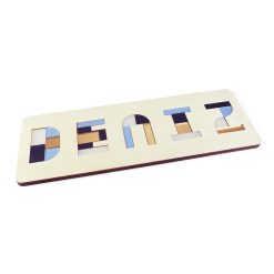 Naampuzzel hout voor kinderen in kleuren Blueberry en Gold