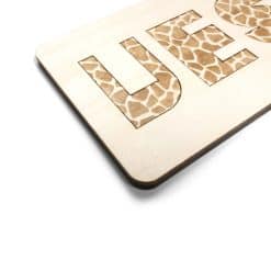 Houten naampuzzel jungle giraffe