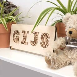 Houten naampuzzel jungle zebra