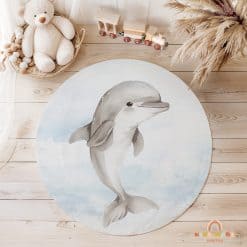 Babykamer met vloermat / vloerzeil /vloerkleed, kinderkamer vloerkleed, Dolfijn