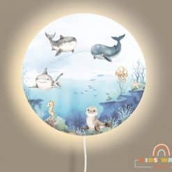 Kinderlamp oceaan thema – ronde wandlamp met vrolijke zee dieren