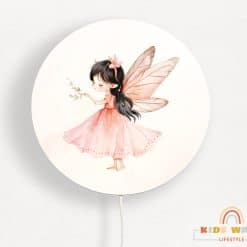 Kinderkamer wandlamp rond, elfje, fairy garden