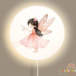 Kinderkamer wandlamp rond, elfje, fairy garden