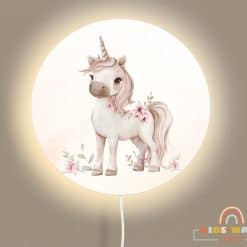 Kinderkamer wandlamp rond, elfje, unicorn, fairy garden