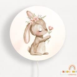 Ronde wandlamp kinderkamer met konijntje - fairy garden