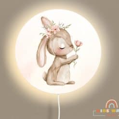 Ronde wandlamp kinderkamer met konijntje - fairy garden