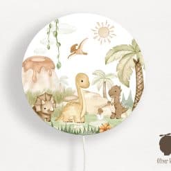 Wandlamp Kinderkamer Rond Dino Baby - dino kamer, verlichting kinderkamer