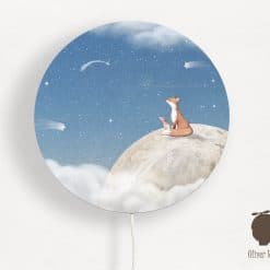 Ronde wandlamp kinderkamer, Fox on the Moon, kinderkamer verlichting