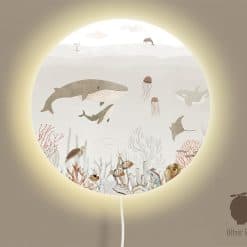 Ronde wandlamp kinderkamer, onderwaterwereld sensational sea brown