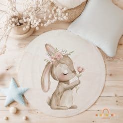 Kinderkamer en Babykamer, vloerkleed, vloervinyl. Fairy Garden, Elfje op schommel, speelkleed kinderkamer, speelmat kinderkamer, knoeimat kinderen