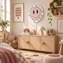 Vrolijke roze smiley retro wandlamp