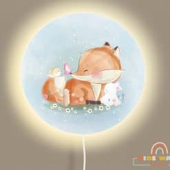 Ronde wandlamp kinderkamer, wandlamp babykamer, sfeerverlichting kinderkamer, verlichting, vosje, dieren