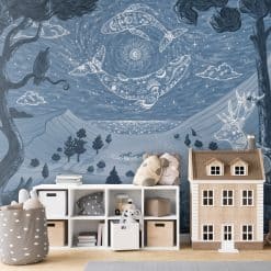 Spirit Night behang met hert, wolf en sterrenlucht