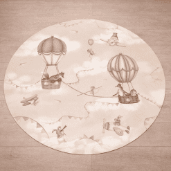 Vinyl vloermat rond, Aviation Adventure Brown