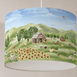 Hanglamp Kinderkamer boerderij wereld, vrolijke boerderij print, verlichting kinderkamer