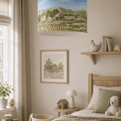 Hanglamp Kinderkamer boerderij wereld, vrolijke boerderij print, verlichting kinderkamer