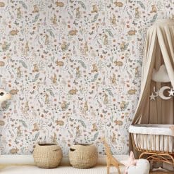 Kikki Belle Country Rabbits fotobehang kinderkamer met konijntjes en bloemen