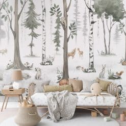 Alternative view of Kinderkamer foto behang | White Woodland
