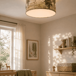 Kikki Belle Forest Fun plafondlamp kinderkamer met bosdieren, direct aan het plafond en geschikt voor een laag plafond