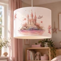 Hanglamp voor kinderkamer met zeemeermin thema, mooie hanglamp met een onderwater kasteel