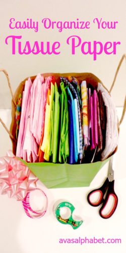 tissue paper stored inside gift bag organizing paperwork