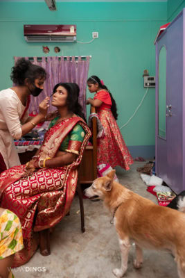 transgender bride in her make-up session