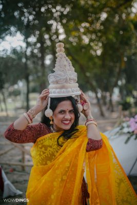 Bride in yellow saree, Cross culture wedding photography in kolkata by wowdings