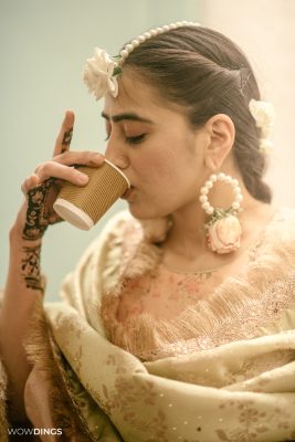 Muslim bride's with during a mehendi ceremony