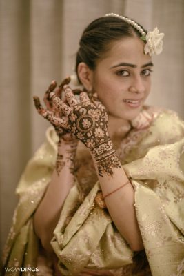Muslim bride's with during a mehendi ceremony