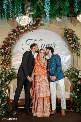 group photo in muslim wedding reception