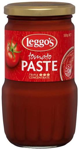 LEGGOS GLASS BOTTLE TOMATO PASTE 500GM Pack Size: 6