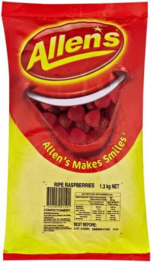 ALLENS RIPE RASPBERRIES 1.3KG Pack Size: 6