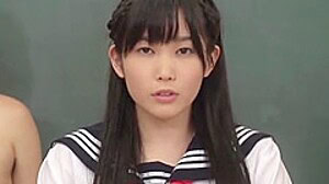 Japanese Schoolgirl Serves Horny Guys