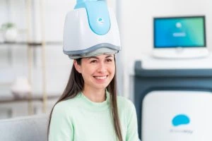 Patient during a TMS therapy session