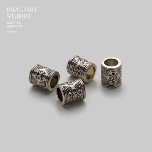 Бусинка серебристая широкая этничная.