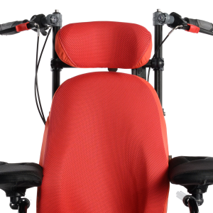 Contour adjustable headrest providing shaped lateral support and adjustable positioning on specialist seating chair