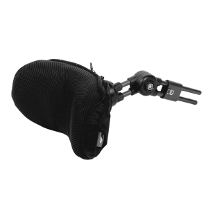 Contoured adjustable headrest for wheelchair providing postural support for children and adults