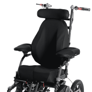 Supportive back cushion fitted to a wheelchair for postural comfort and spinal support