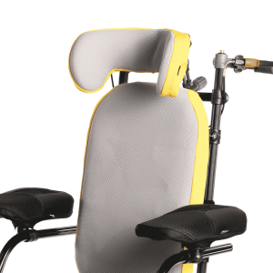 Winged contour headrest with lateral support wings designed to stabilise head positioning in specialist seating