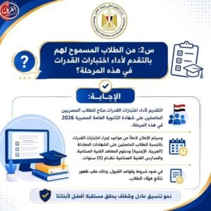 التعليم العالي يوضح إجراءات اختبارات القدرات 2026/2027 في إنفوجرافات سؤال وجواب