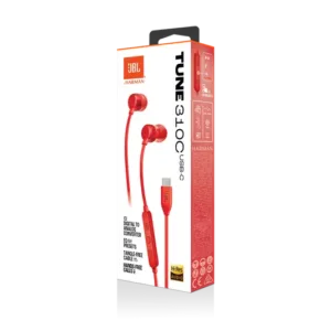 Audífonos JBL Tune 310C USB-C Rojo con Cable Tipo C - Sonido Pure Bass y Micrófono Integrado