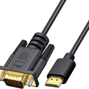 Cable Convertidor Adaptador de HDMI a VGA Macho con Conector Chapado en Oro para Laptop, PC, Monitor y Proyector