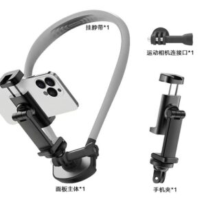 Soporte para cuello POV/VLOG para teléfono móvil y kit de montaje para correa para la cabeza