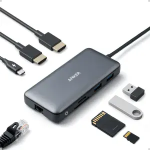 Hub USB-C Anker PowerExpand 8 en 1 con Transferencia de 10Gbps, Carga PD y HDMI para Laptop