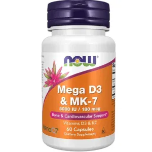 Now Foods Mega D3 5,000 & MK-7 180mcg 60 Capsules