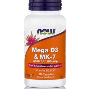 Now Foods Mega D3 5,000 & MK-7 180mcg 30 Capsules