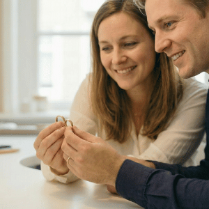 Stel met trouwringen amsterdam atelier